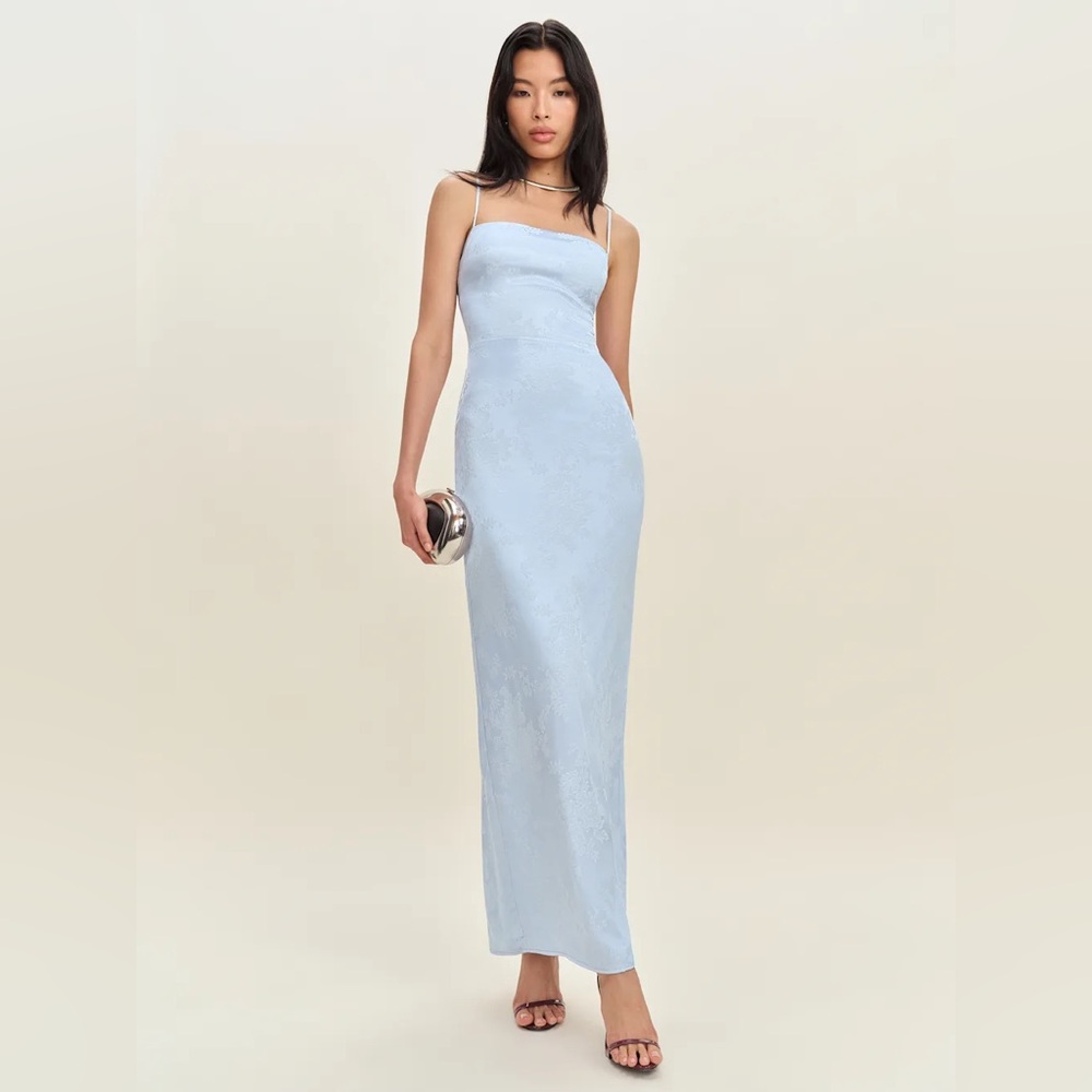 Reformation Frankie Dress In Ice, brand new, never worn, no flaws.